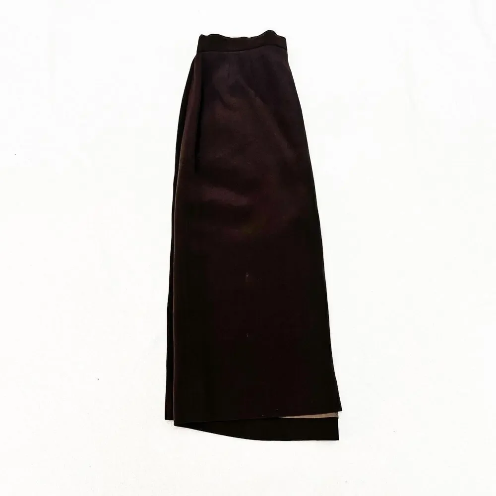 Giorgio Armani Le Collezioni Brown Pencil Skirt Back Slit Wool/Silk Size 4
